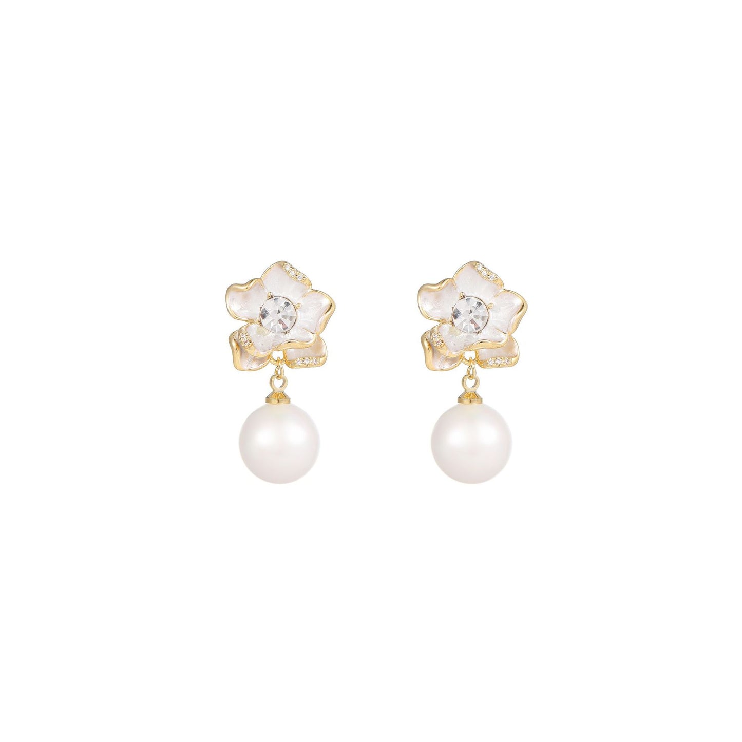 2025 White Camellia Pearl Earrings: Light Luxury, French Temperament, High-End