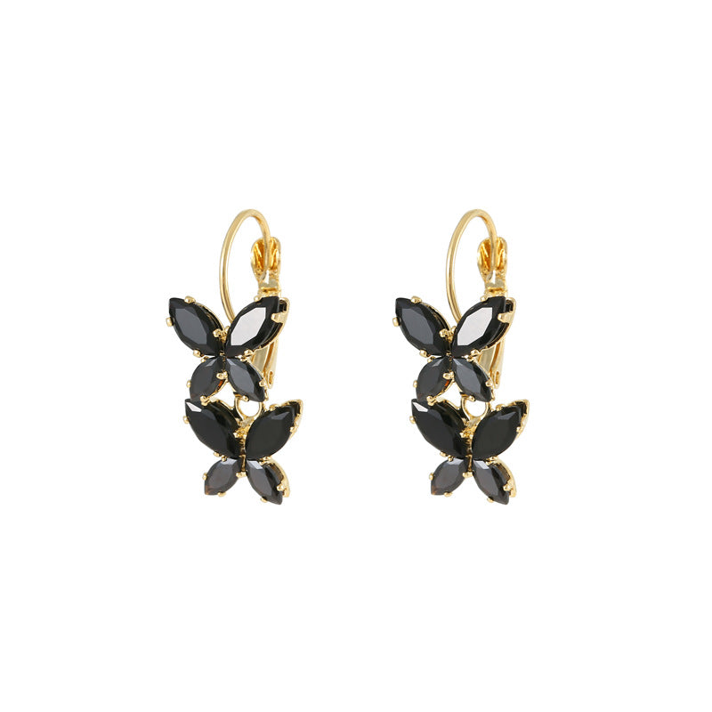 2024 Black Zircon Butterfly Ear Buttons: Fashion, Personality, High-End