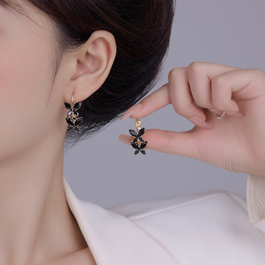 2024 Black Zircon Butterfly Ear Buttons: Fashion, Personality, High-End