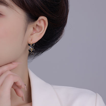 2024 Black Zircon Butterfly Ear Buttons: Fashion, Personality, High-End