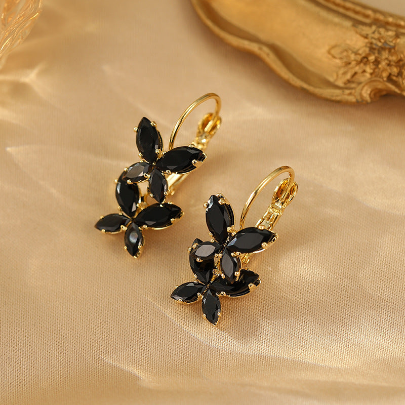 2024 Black Zircon Butterfly Ear Buttons: Fashion, Personality, High-End