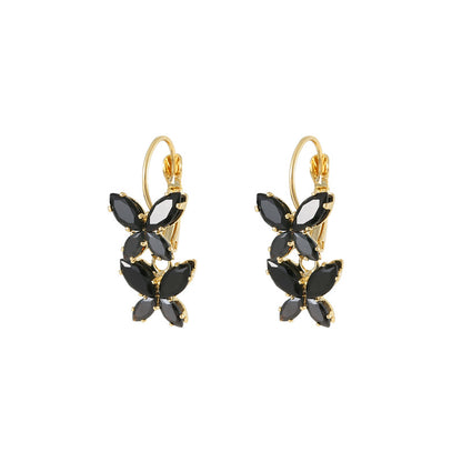 2024 Black Zircon Butterfly Ear Buttons: Fashion, Personality, High-End